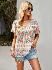 Kurzarm-Top mit Bohemien-Print