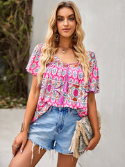 Kurzarm-Top mit Bohemien-Print