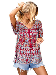 Kurzarm-Top mit Bohemien-Print