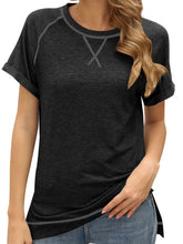 Camiseta informal de manga corta con top holgado y diseño cruzado de bloques de color