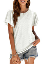 Camiseta con aberturas y mangas con volantes, top informal
