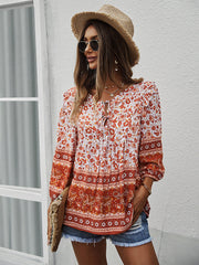 Boho Top Frühling Sommer Print Shirt