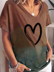 Kurzarm-T-Shirt mit Farbverlaufsdruck in Übergröße für Damen