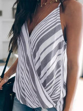 Camisola sin mangas con cuello en V cruzado y rayas