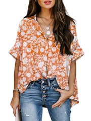 Camisa de manga corta con cuello en V abierto