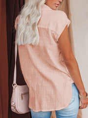 Einfarbiges, einreihiges Damenhemd, lässiges Kurzarmoberteil