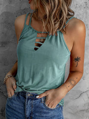 Camisa informal holgada sin mangas con cuello en V