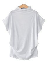 Camiseta holgada de manga corta de poliéster y algodón de color liso