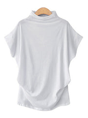 Camiseta holgada de manga corta de poliéster y algodón de color liso