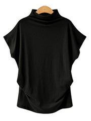 Camiseta holgada de manga corta de poliéster y algodón de color liso