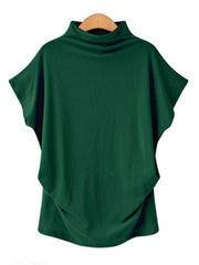 Camiseta holgada de manga corta de poliéster y algodón de color liso