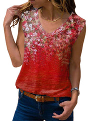 Camiseta sin mangas con cuello en V y estampado