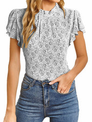 Camiseta sin mangas con panel plisado y flores pequeñas