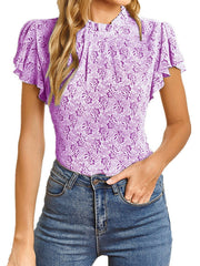 Camiseta sin mangas con panel plisado y flores pequeñas