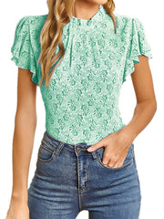 Camiseta sin mangas con panel plisado y flores pequeñas