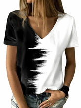 Contrast Top V-Neck Short Sleeve Ladies T-Shirt