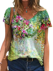 Camiseta holgada de manga corta de verano con estampado para mujer