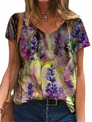 Camiseta holgada de manga corta de verano con estampado para mujer