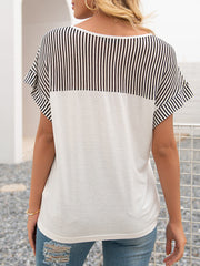 Camiseta holgada de manga corta con cuello en V