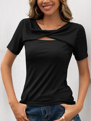 Camiseta de cuello redondo Ken Bar con recortes de color liso