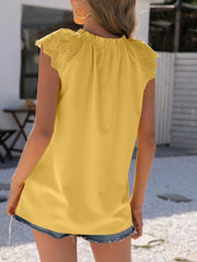 Sleeveless V-Neck Shirt Top Fungus Neck Ruffle Sleeve Shirt