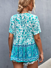 Böhmisches Top mit V-Ausschnitt und Blumenmuster