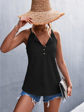 Farbiges, lockeres Neckholder-Top mit Knopfleiste, lässiges Sport-Tanktop