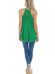 Chaleco con costuras de encaje de color sólido