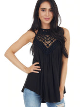 Chaleco con costuras de encaje de color sólido