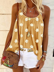 Camisola holgada con fruncido y estampado elegante de margaritas