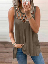 Hollow Hot Diamond Ärmelloses Tanktop Einfarbiges T-Shirt