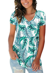 Lässiges, lockeres Damen-T-Shirt mit V-Ausschnitt und kurzen Ärmeln