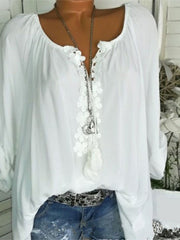 Camisas de manga larga enrollables con paneles de encaje