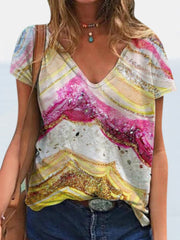 Camiseta de mujer con estampado de media manga y estilo urbano