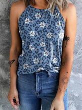 Camiseta informal sin mangas con estampado floral azul