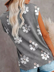 Camiseta informal con cuello redondo y bolsillo