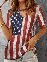 T-Shirt mit ungleichmäßigem Flaggenmuster