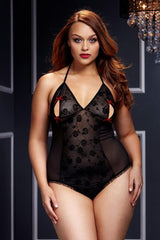 Spitzenbody mit BH-Schlitzen und Schleife | Plus Size