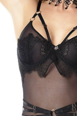 Body transparente para mujer | Malla negra