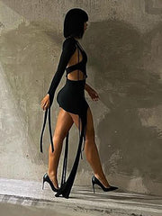 Neckholder-Maxikleid mit halblangen Ärmeln