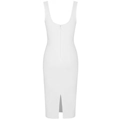 Ärmelloses, rückenfreies Overknee-Bandage-Kleid mit Riemchenmuster PF19180