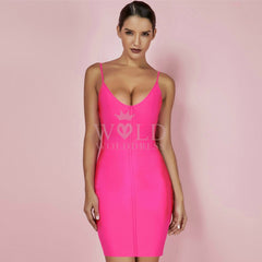 Vestido mini de vendaje liso sin mangas con cuello en V PF19001