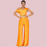 Bandage-Jumpsuit mit Riemchendesign und kurzen Ärmeln und Aussparungen