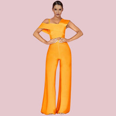 Bandage-Jumpsuit mit Riemchendesign und kurzen Ärmeln und Aussparungen