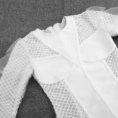 Mini-Bandage-Kleid mit Rundhalsausschnitt und langen Ärmeln und Karomuster PP091809