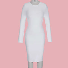 Mini-Bandage-Kleid mit Rundhalsausschnitt, langen Ärmeln und Streifen PPHK060