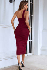 Vestido Marciela de tubo midi con un solo hombro y bandage - Rojo