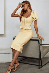 Lula Puffärmeliges Bandagekleid mit kurzen Ärmeln