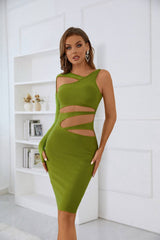 Vestido midi de vendaje con cortes asimétricos Everly