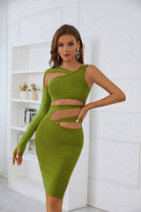 Vestido midi de vendaje con cortes asimétricos Everly